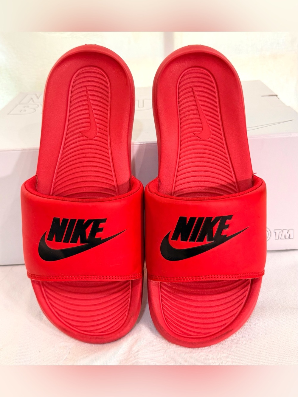 Nike Red Slip-On Slides with Black Swoosh S0035